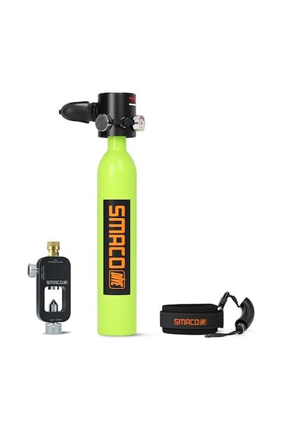 Smaco Dive Mini scuba diving tank SMACO, 0.5L capacity, up to 10-minute dive time, refill accessory, green/blac