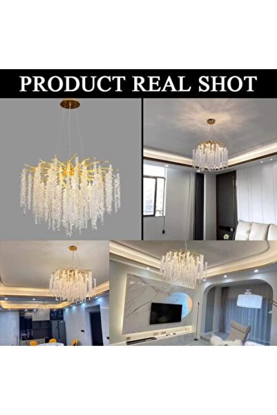 Almiftah Luxury Crystal Chandelier – Modern Gold Branch Pendant Light