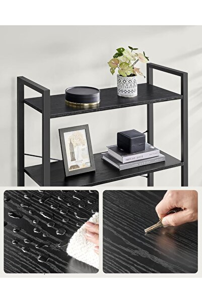 VASAGLE 6-shelf bookcase, metal frame and chipboard shelves, industrial style, 80x30x186 cm, black