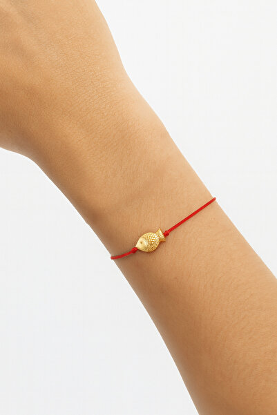 Femenino Balık figürlü kırmızı ip şans bilekliği