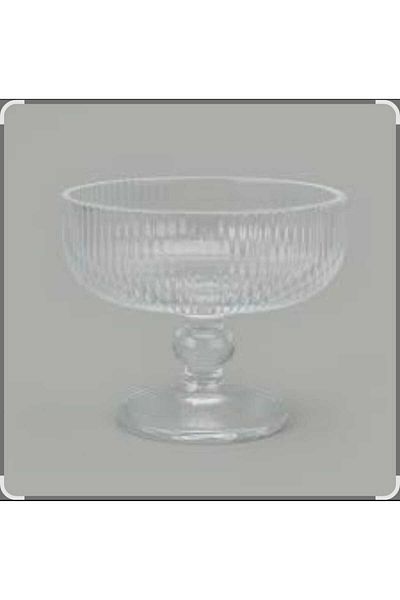 ORTAKÖY CENNETİ Origami Line Model 4 Pieces Ice Cream Presentation Cookie Footed Bowl 260 Cc Quality Glass Product