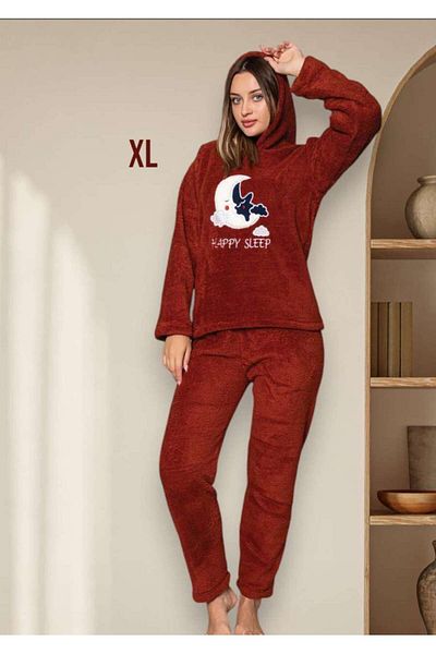 RAHAF TİCARET Red Winter Pajama Set