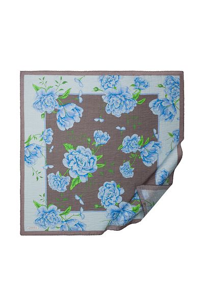ipekevi Smoked Indigo Peony Scarf