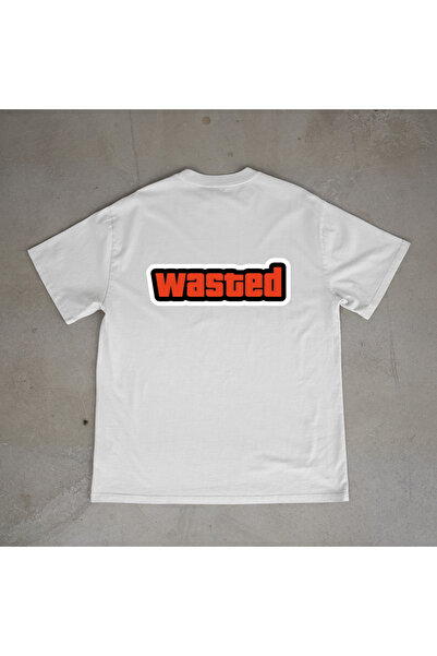 urbvn تي شيرت أبيض كبير الحجم مطبوع بتصميم مفروض