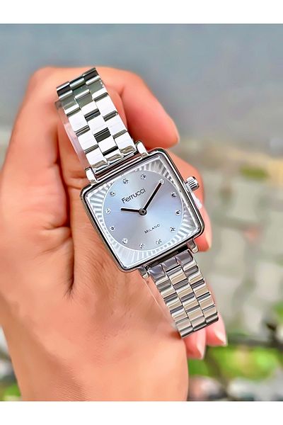 Ferrucci Women's Wristwatch Square Model Steel Cord Waterproof Bracelet Gift