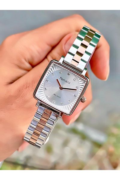 Ferrucci Women's Wristwatch Square Model Steel Cord Waterproof Bracelet Gift