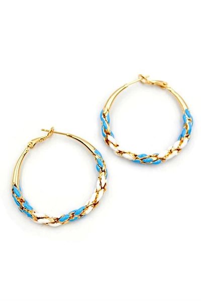 PRATİKOBA Enameled Hoop Earrings - Blue