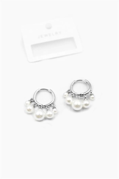 PRATİKOBA Pearl Dangle Shakira Earrings - Silver