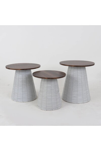 Vi Markets White porcelain serving table set - brown wood tops