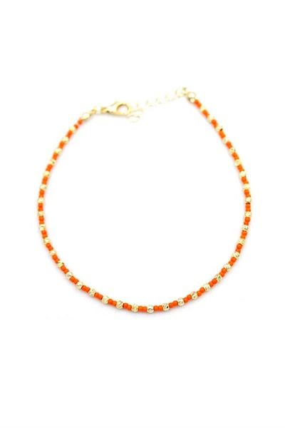 PRATİKOBA Dorika beaded anklet - orange