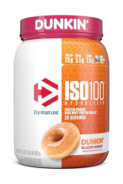Dymatize x Dunkin' Glazed Donut ISO100 Whey Protein Powder, 25g of Protein, 20 Servings