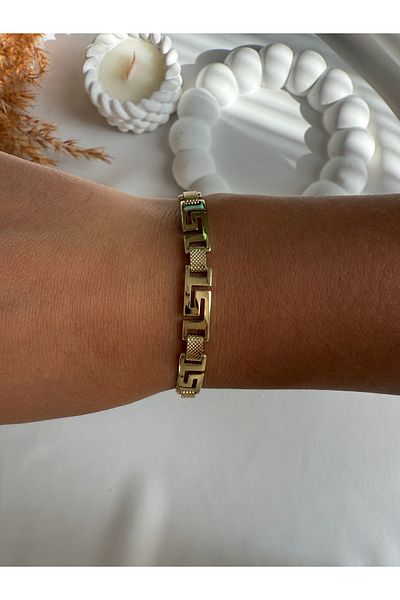 LUSORA ACCESORY Lusora Accessory Gold Color Geometric Pattern Chain Model Bracelet