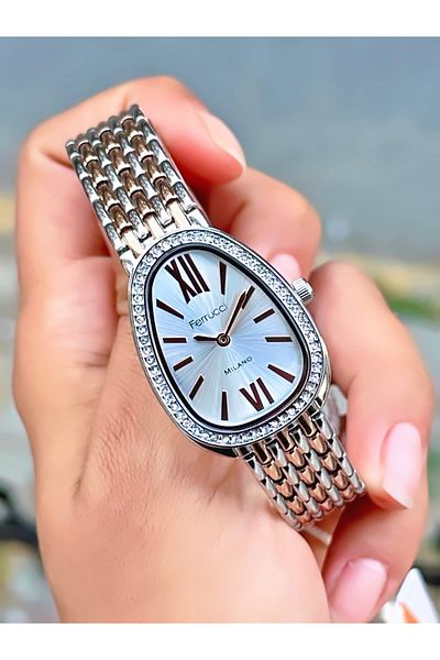 Ferrucci Women's Wristwatch Stone Model Steel Cord Waterproof Bracelet Design Watch with Gift