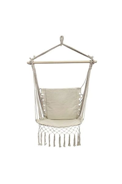 divendi-ro Hanging Swing Chair with Slab and Macrame, Beige, 100x50x110 cm