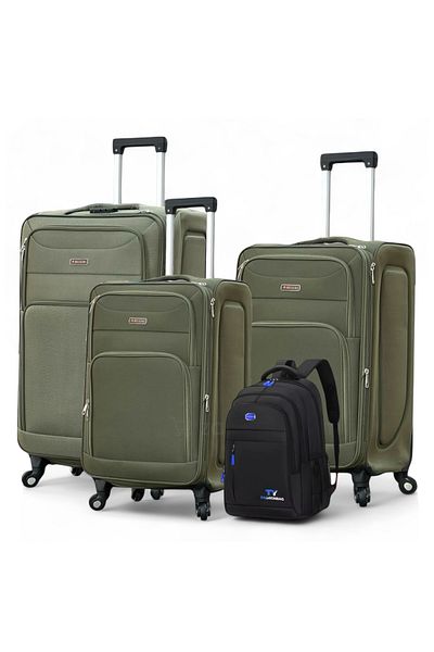 ZAAPPY Soft Material 20 Inch, 24 Inch & 28 Inch Luggage - Stylish Backpack Combo Green