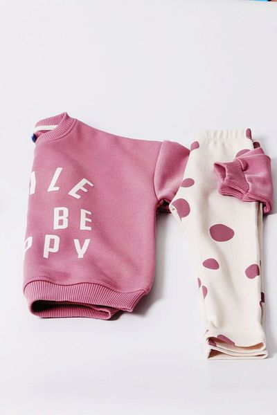 Pinkitokids Smile and Be Happy Girl's Sweatshirt and Leggings Set
