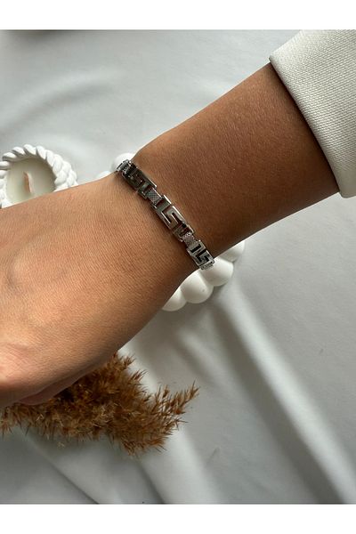 LUSORA ACCESORY Lusora Accessory Silver Color Geometric Pattern Chain Model Bracelet