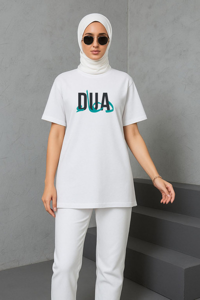 barsdepo Μπλουζάκι με στάμπα Dua, Μπλουζάκι Unisex Oversize Λευκό