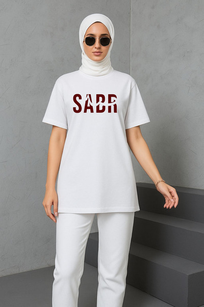 barsdepo Μπλουζάκι με στάμπα Sabr, Μπλουζάκι Unisex Oversize Λευκό