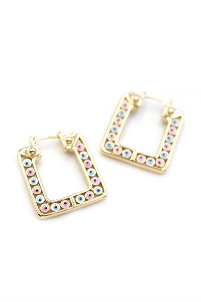 PRATİKOBA Square Evil Eye Earrings - Gold