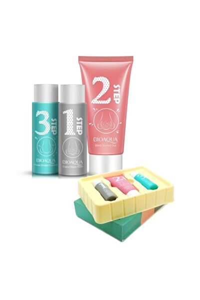 Bioaqua Kit in trei pasi pentru curatarea punctelor negre de pe nas,
