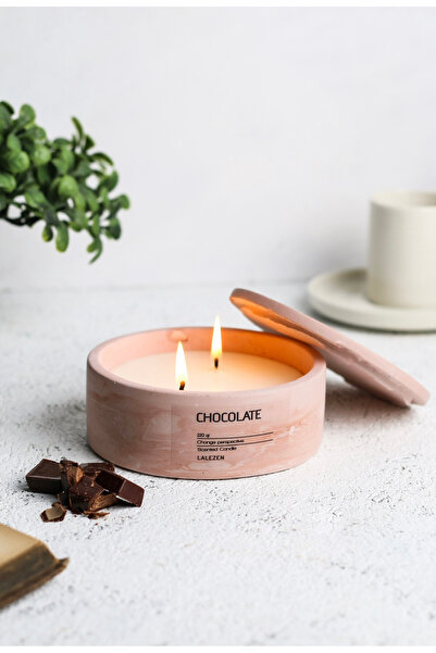 LALEZEN HOME Dekoratif Kapaklı Renkli Beton Mumlar