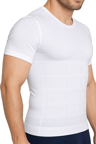 elilom Men's Corset Tank Top Chest Gynecomastia and Belly Shaper Abdominal Tightening Fit Appearance Short Sleeve