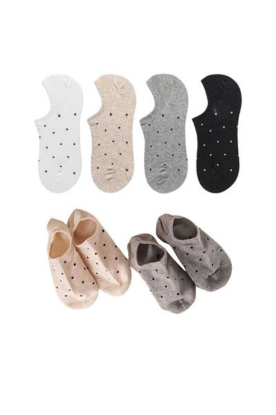 HAYEL 5 Pairs Multicolored Butterfly Ribbon Patterned Women's Sneaker Socks Invisible