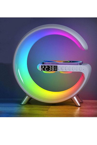 Generic Wireless Charger Atmosphere Lamp, Portable LED Bluetooth Speaker Wireless Charger with Desk Lamp Be
