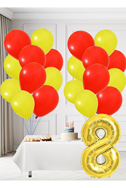 tedaks مجموعة عيد ميلاد بموضوع مروحة صفراء وحمراء لعمر 8 سنوات، بالونات صفراء...