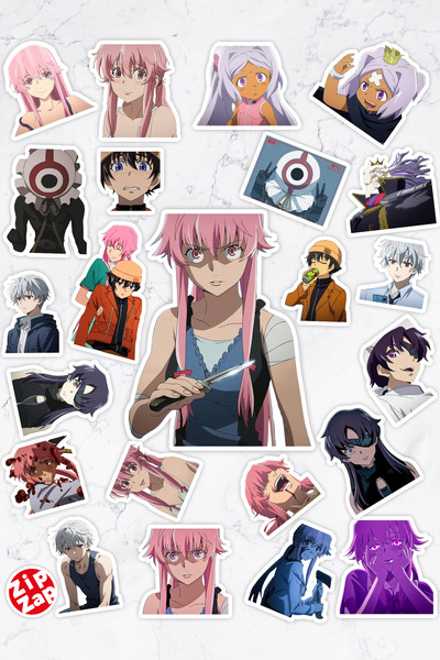 ZipZap مجموعة ملصقات لاصقة للكمبيوتر المحمول من Mirai Nikki The Future Diary ...