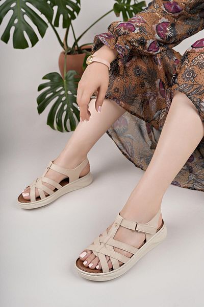 Nesil Shoes Bell 25159 Beige Anatomical Women's Sandals