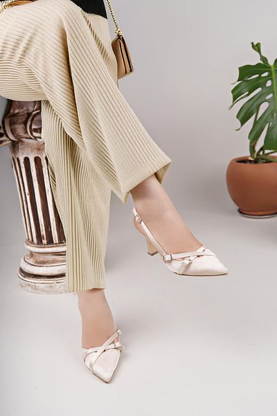 Nesil Shoes Uraz 500 Skin Satin Double Buckle Women's Sandals