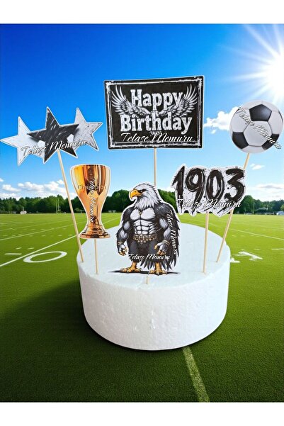 telaşe memuru Çubuklu Pasta Süsü - Siyah Beyaz Taraftar Pasta Süsü - Fotokopi...