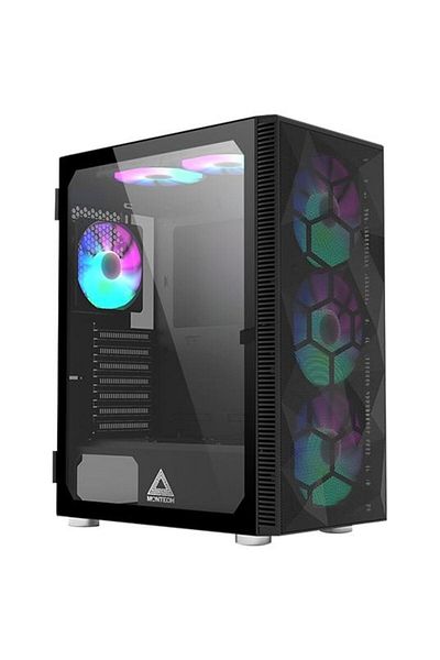 MONTECH Carcasa X3 Mesh, fara sursa, ATX, mesh, tempered glass, ARGB (Negru)