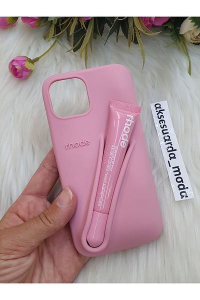 ZB Aksesuarda Moda Soft Trend Case Compatible with iPhone 13 and 14 with Lip Gloss Gift