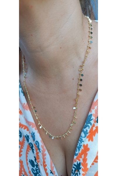 ARİ TAKI 60cm Gold Steel Necklace with Sequin Details