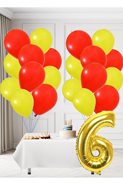 tedaks مجموعة عيد ميلاد بموضوع مروحة صفراء وحمراء لعمر 6 سنوات، بالونات صفراء...