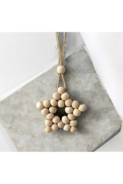 diclecollection Διακοσμητικό Ξύλινο Αστέρι με Χάντρες / Στολίδι για Πόρτα Μπαλκόνι, Τοίχος, Κουζίνα, Βρεφικό Δωμάτιο / Χριστουγεννιάτικο στολίδι