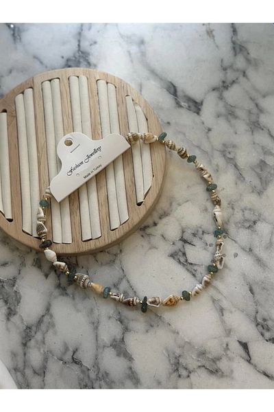PRATİKOBA Sea shell necklace - green