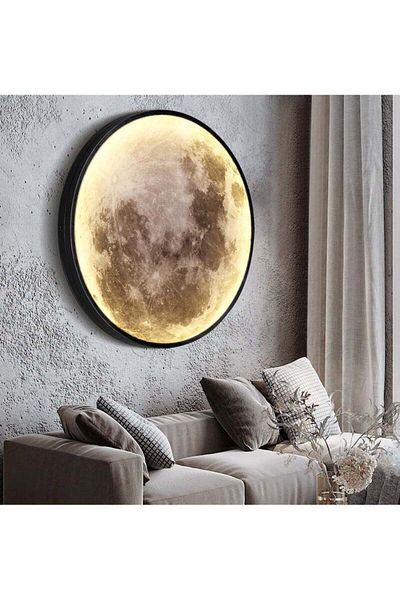 Generic SYOSI Dimmable Moon Wall Light 19.6 inch Wall Light with Remote Control Plug-in Modern LED Wall Lig