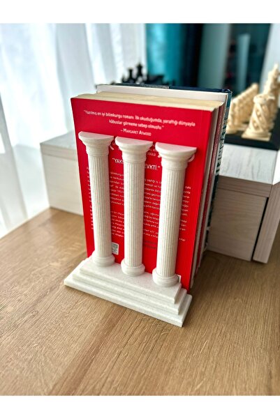 RdgTech Roma Sütunları Şeklinde Kitaplık Stoperi - Mermer Görünümlü (16 cm)