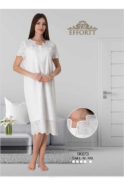 EM&FA TEKSTİL Pregnant Maternity Guipure Pattern Nightgown