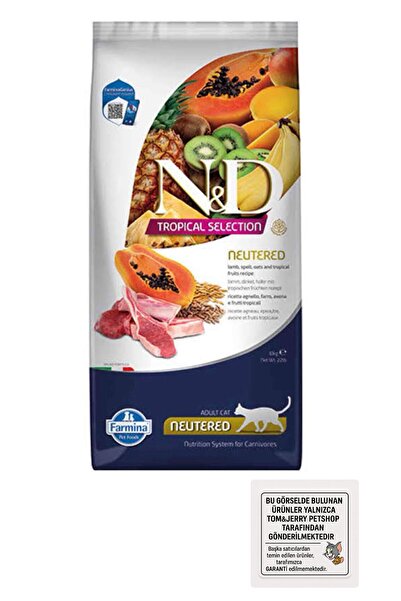 N&D Nd tropical selection kısır kedi 10kg kuzu etli tropikal meyveli kısırlaştırılmış kedi maması