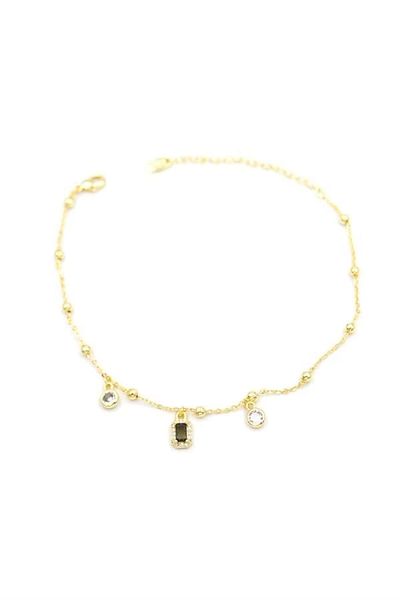PRATİKOBA Colorful Stone Anklet - Black