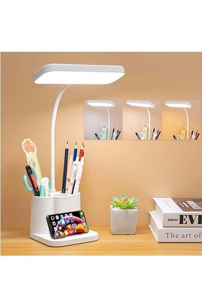 Generic Necomi Led Table Lamp, Dimmable, Pen Holder And Nightlight, 360Â° Adjustable Arm With 3 Color Modes