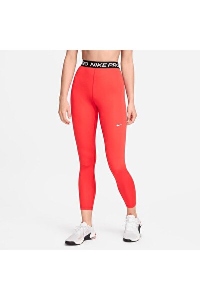Nike Pro 365 Жіночі легкі червоні легінси з високою талією та сітчастими вста...