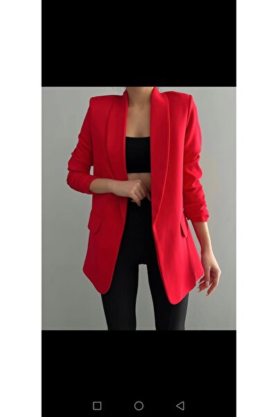 Nil's BUTİK Buttonless Blazer Jacket with Gathered Sleeves Lining