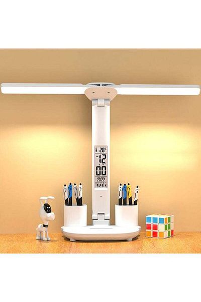 Generic Glanfen Flexible LED Double Head USB Table Lamp Three-position Touch Dimming Eyes Protection Desk L