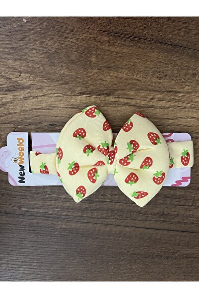 Newworld baby Yenidoğan Kız Bebek Çilekli Bone Bebek Bandana Şapka Başlık Fiyonklu Kurdeleli Çilek Saç Bandı Toka